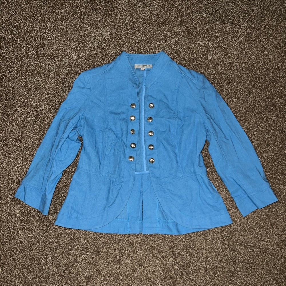 Kate Rosy Vintage OG Ocean Blue Silver Metallic Blazer